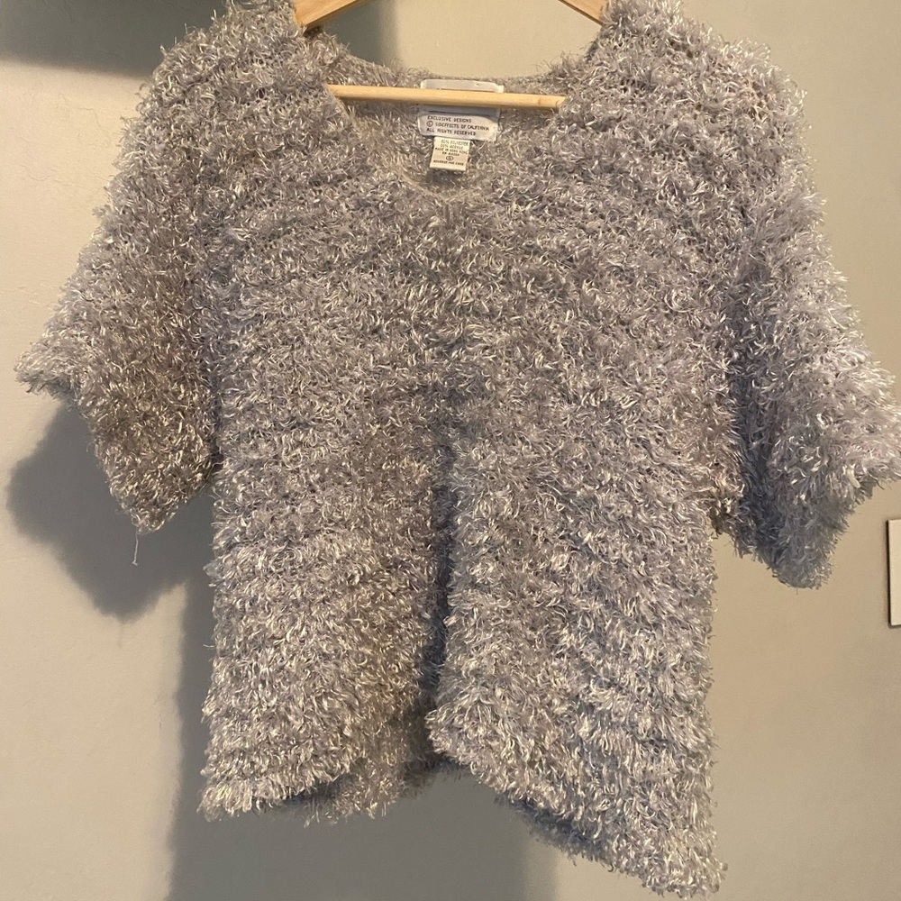 Side effects vintage crop knit sweater powder blue